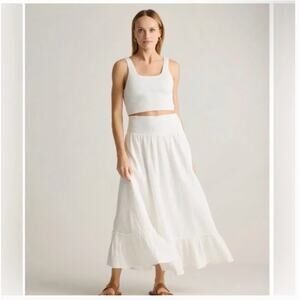 QUINCE Gauze Smocked Maxi Skirt S NWT White Boho Cottagecore Coastal Western